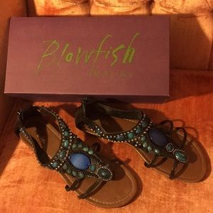 Blowfish gemstone sandals